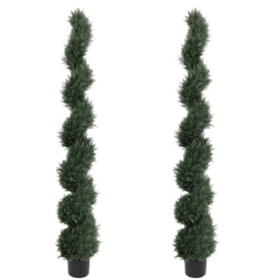 Primrue Artificial Potted Green Cedar Spiral Tree