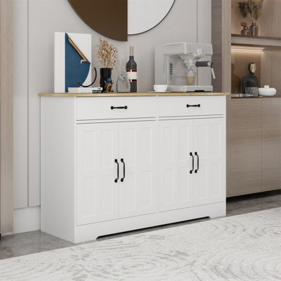 Buffet de ferme 47,95 pouces avec 2 tiroirs et 4 portes pour un rangement et une décoration polyvalents