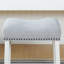 Upholstered Counter Height Stools - Saddle Seat, White-Washed Finish, Set of 2