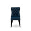 L'ensemble de table de salle à manger 5 pièces se compose d'une table ronde de 48 po avec piédestal et de 4 chaises Parson en tissu de polyester bleu marine, noir sablé-777656483-777656493