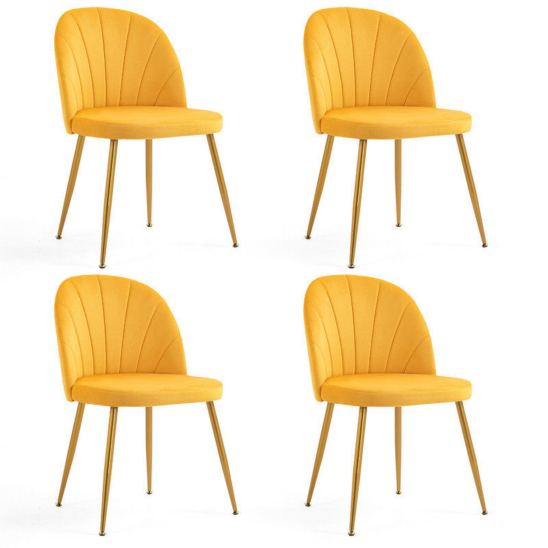 Velvet Upholstered Stacking Side Chair, Yellow