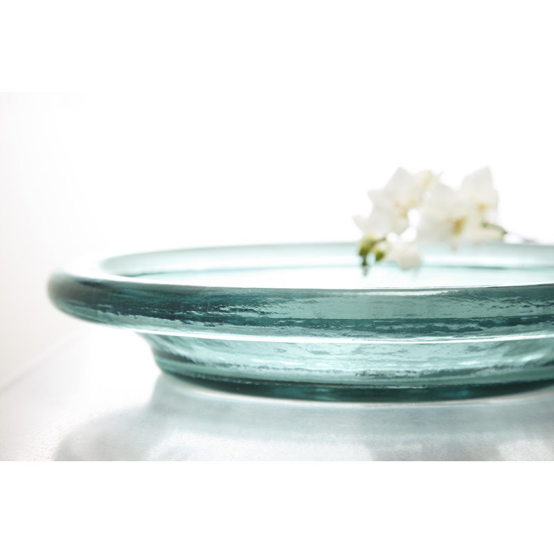 Spun Glass® ARTIST EDITIONS Oval Faceted Glass Bathroom Vessel Sink, Translucent Dew