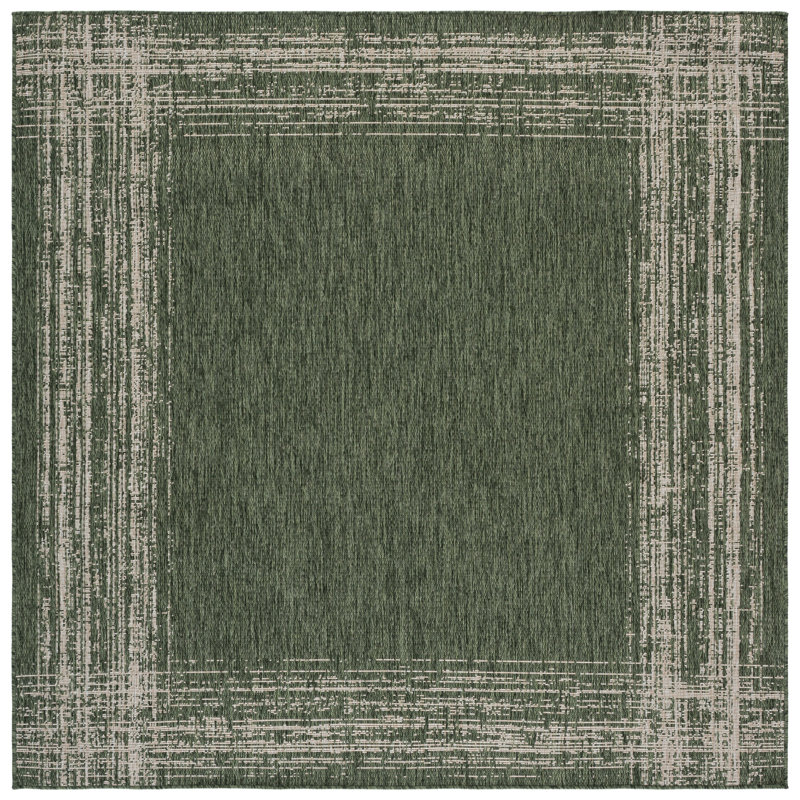 Beach House Power Loom Polypropylene Plastic; Polyester Damask; Floral Indoor / Outdoor Rug, 6'-7" x 6'-7" Square