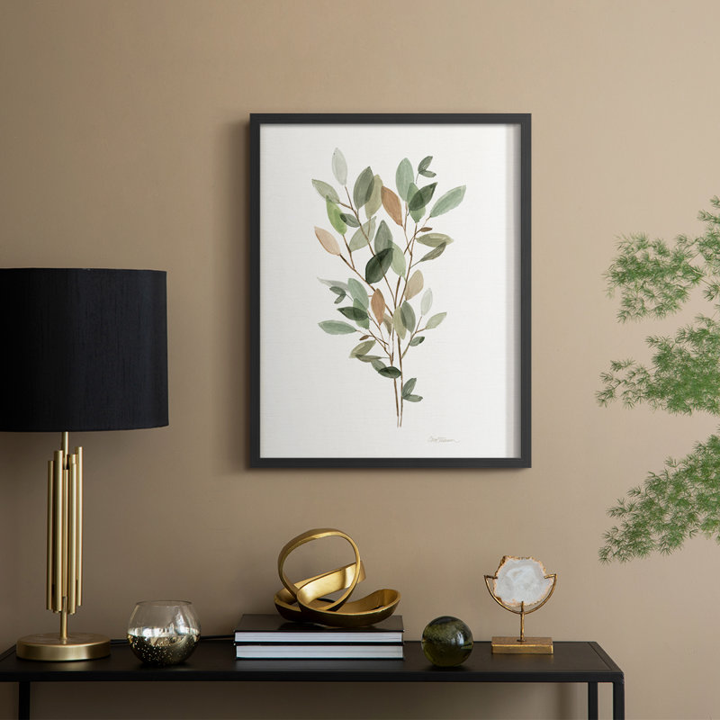 «Leafy Botanical II», reproduction encadrée - bois massif, Noir, noir, noir, noir, H 11 po x l 9 po