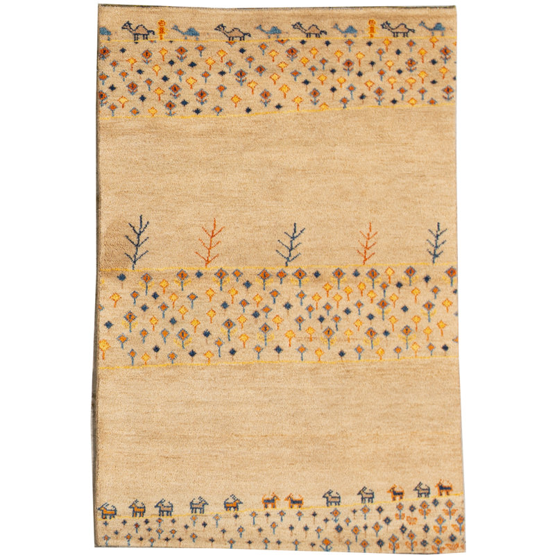 Hand-Knotted High-Quality Camel and Cream Area Rug