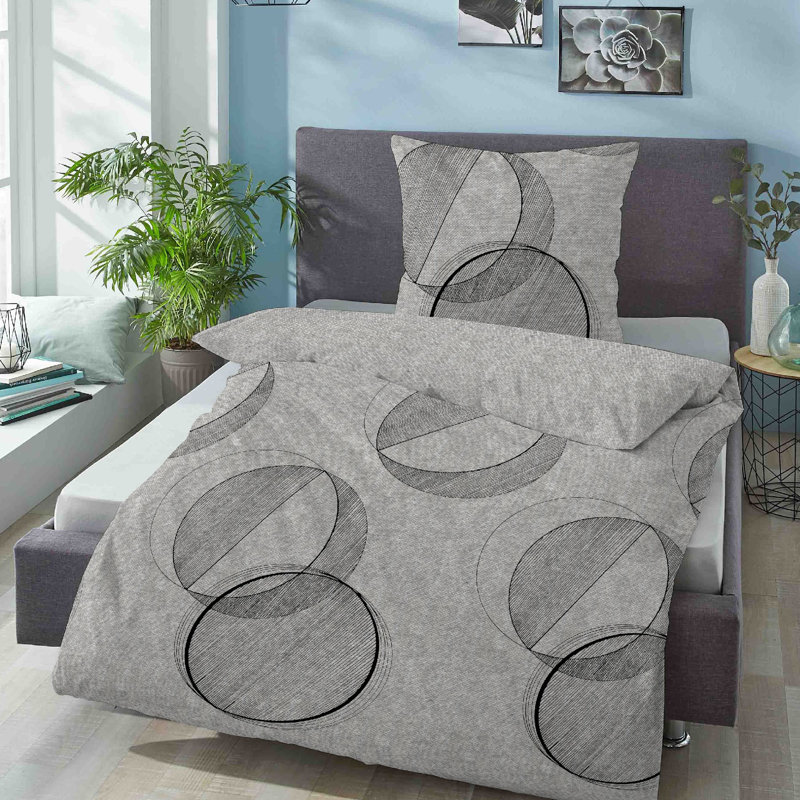 Flannel 30 TC Duvet Cover Set, 155 x 220 cm, Storm Grey