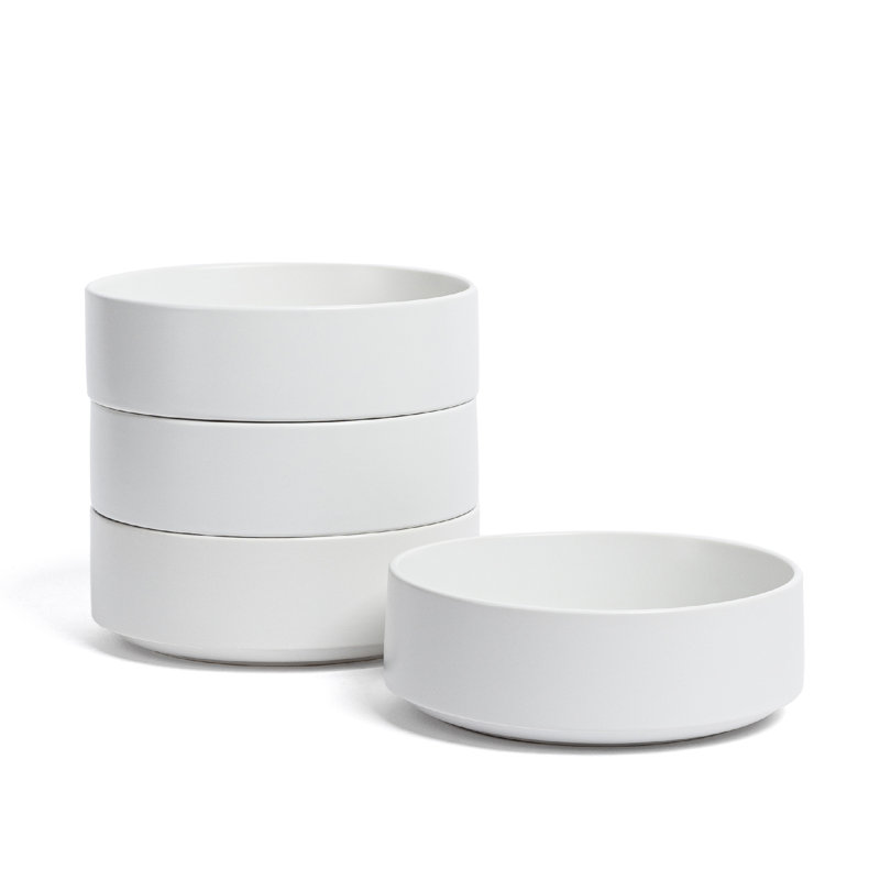Stackable over&back Semi Hand-Finished Stoneware Cereal Bowls, White