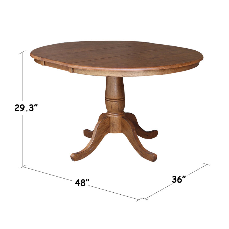 Echols Extendable Solid Wood Dining Set, Distressed Oak, 5