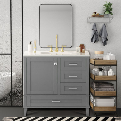 Meuble-lavabo autoportant moderne avec lavabo en céramique