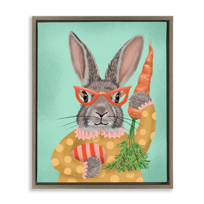 Cadre flottant à pois en forme de lapin de printemps, design par Jilly Jack Designs