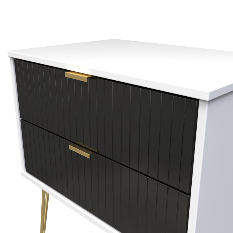 Beranda 58cm W Manufactured Wood Bedside Table, Deep Black/White