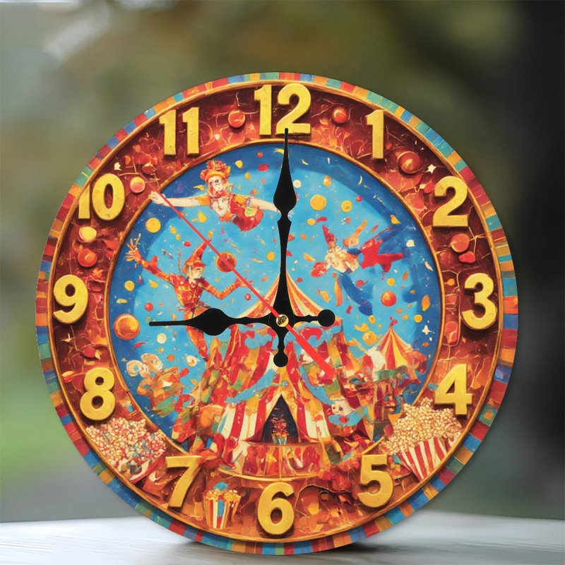 horloge de cirque scène de carnaval coloré