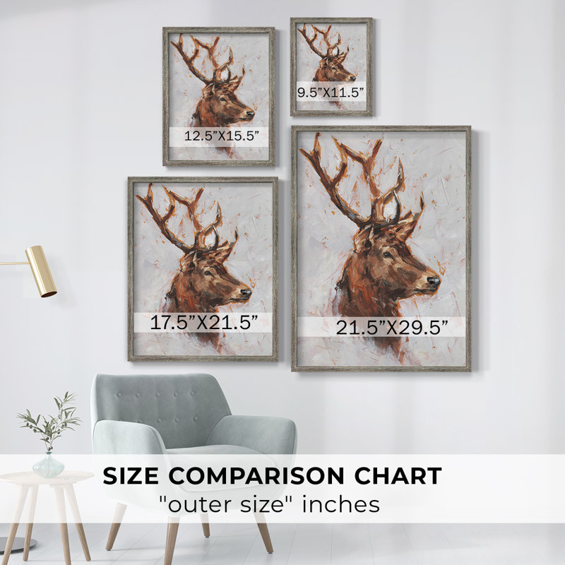 Stag Study II Framed Print - Solid Wood