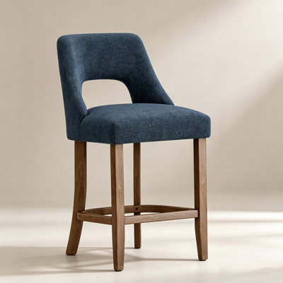 Ensemble de 2 tabourets de bar de hauteur comptoir, tabourets de comptoir rembourrés avec pieds en bois massif, chaises de bar modernes du milieu du siècle avec rembourrage en mousse pour îlot de cuisine et salle à manger