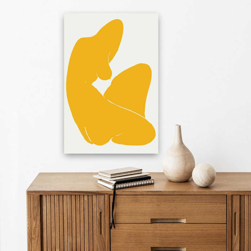 Yellow Abstract Woman Abstract Classic Wall Art Print, 45.72cm H x 30.48cm W