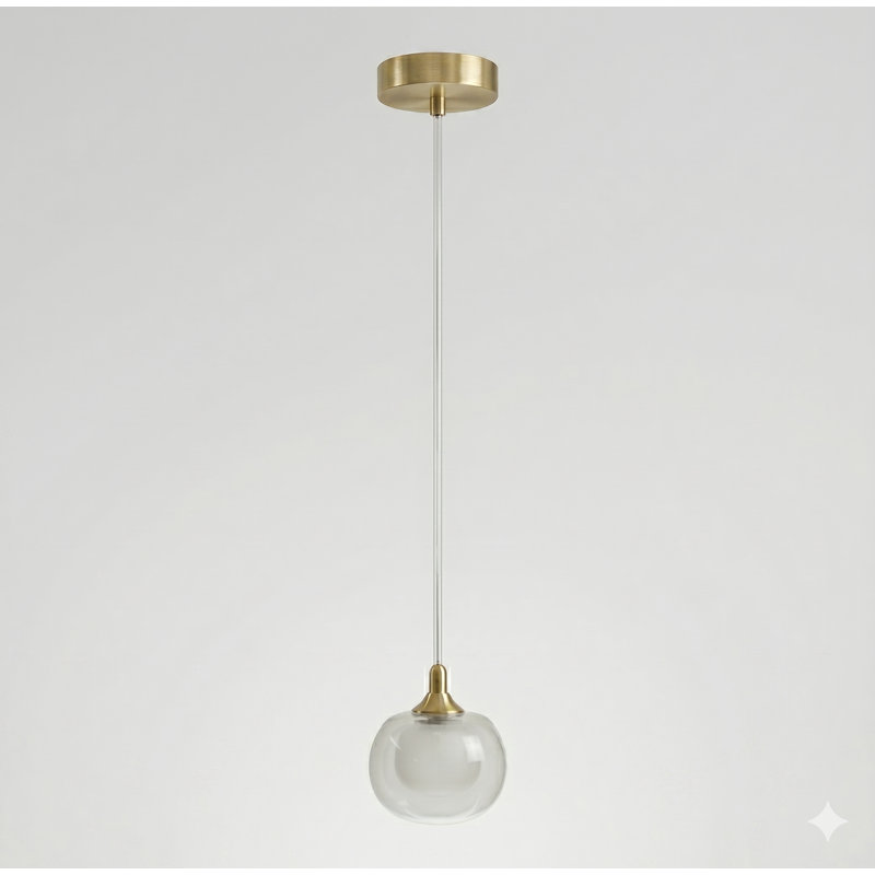 Luminaire sphère suspendu 1 lumières simple Mission, Laiton