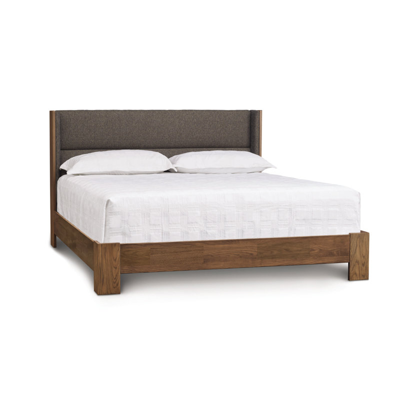 Sloane Upholstered King Wingback Bed, Natural Walnut, California King, Fabric Hemp