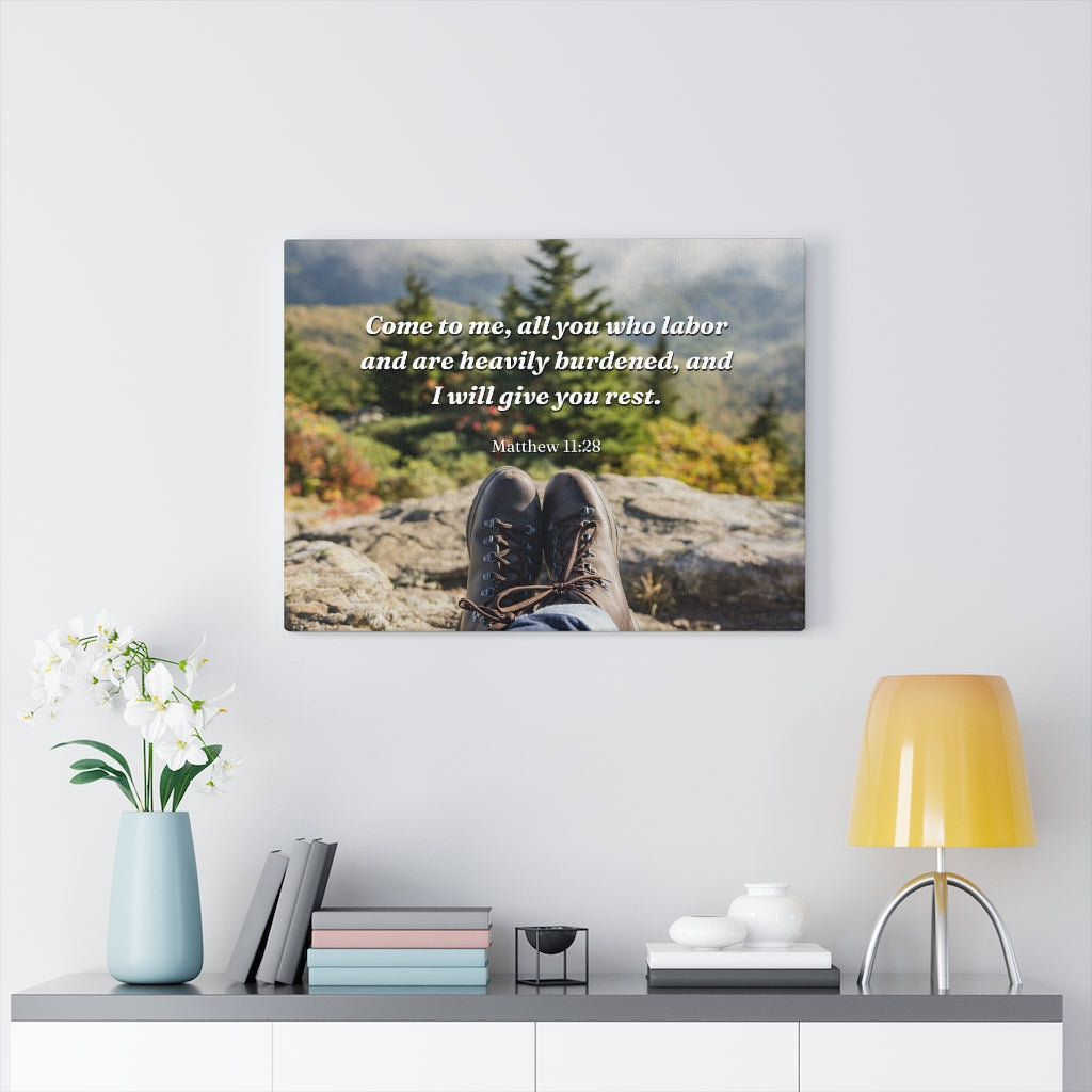 Give You Rest Matthew 11:28 - Wrapped Canvas Print