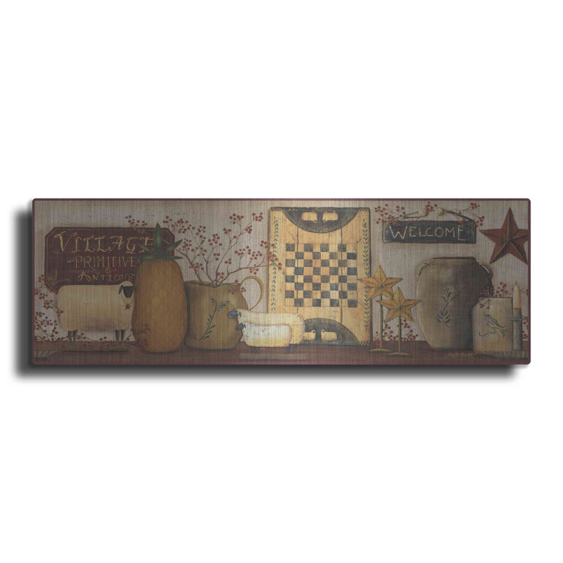 «Village Welcome» par Pam Britton, art mural en métal, H 16 po x l 48 po