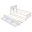 Lit plateforme simple avec tête de lit avec rangement, USB, cadre de lit en bois avec lit gigogne simple et 3 tiroirs, pour enfants adolescents, aucun sommier nécessaire, assemblage facile, blanc-1950388050-1950388051