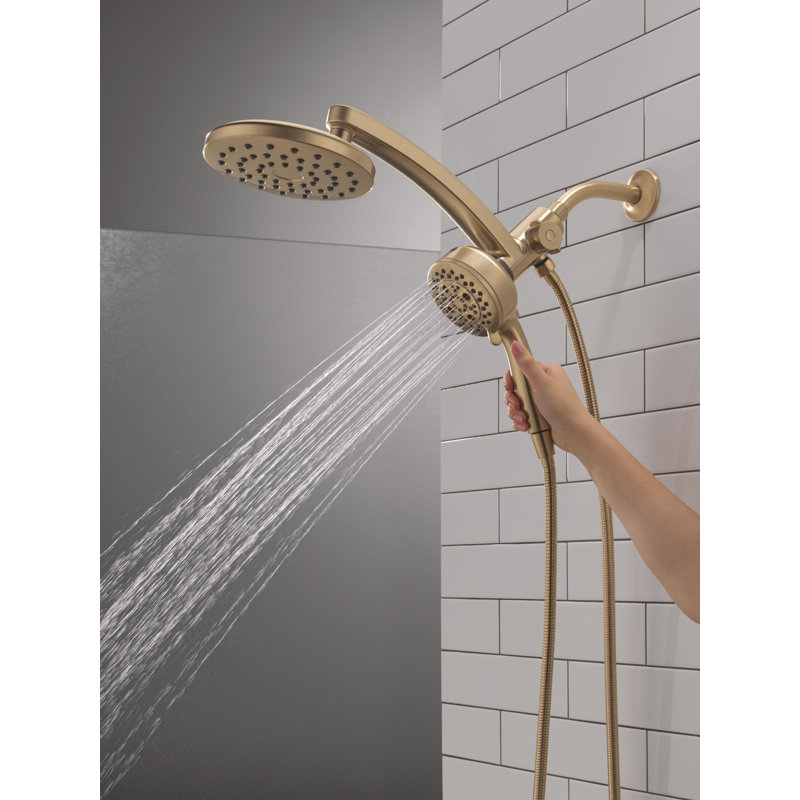 7-Setting PivotPro 3-in-1 Combination Shower Head with ProClean High Pressure Spray 1.75 GPM Brushed Gold