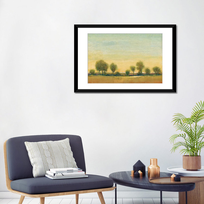 « matinée soleil i », reproduction sur toile, H 16 po x l 24 po x P 1 po, Papier beaux-arts encadré noir, Blanc