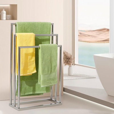 Free Standing Towel Racks for Bathroom, 3 Tier Stainless Steel Bathroom Towel Rack, Towel Drying Rack
