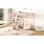 Lit mezzanine double en métal avec tablettes à 4 niveaux et rangement