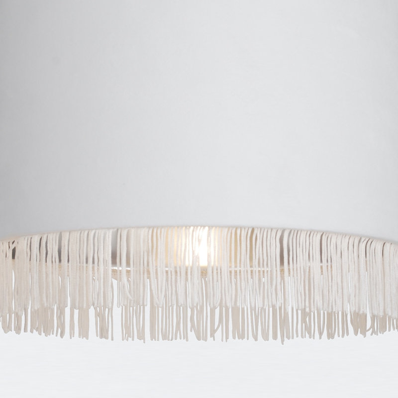23cm H Velvet Drum Pendant Shade, White