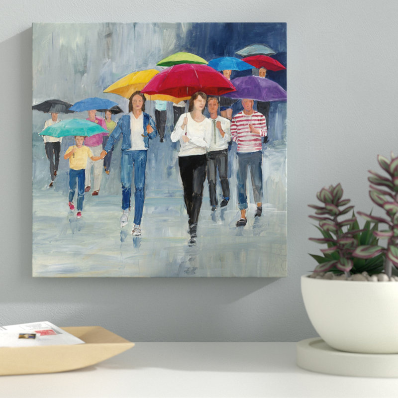 « just walkin’in the rain », reproduction d’art sur toile tendue, H 12 po x l 12 po x P 1,5 po, Toile tendue, Pas de tapis