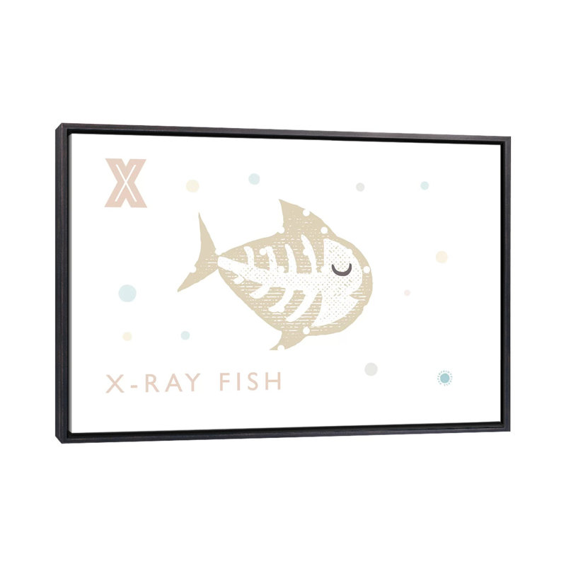 Xray Fish - imprimé, Pas de tapis, H 40 po x l 60 po x 1,5 po, Toile avec cadre noir patiné