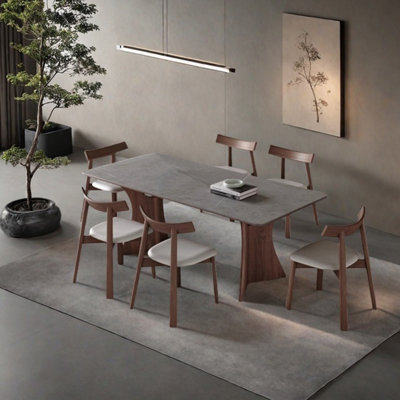 Unique sintered stone ash dining table set
