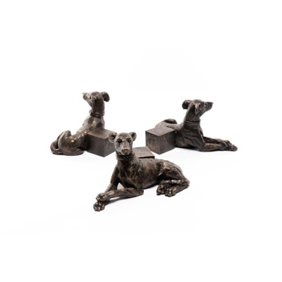 Greyhound Dog - pieds de jardinière couleur bronze dans une boîte cadeau