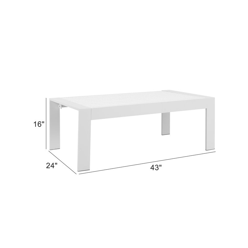 Aluminum Patio Coffee Table, White