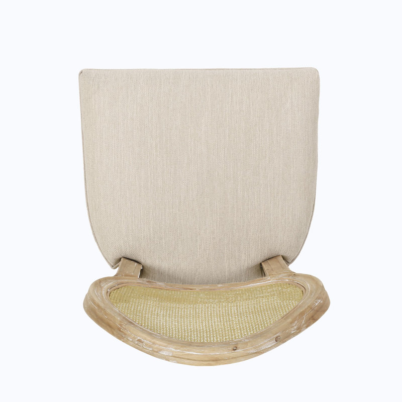 Bar Stools Set of 2, Beige Seat/Natural Frame