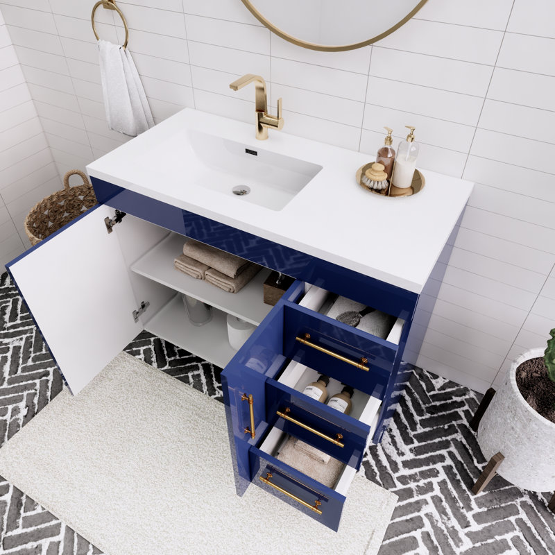 41.73228'' Single Bathroom Vanity with Acrylic Top, Light Blue