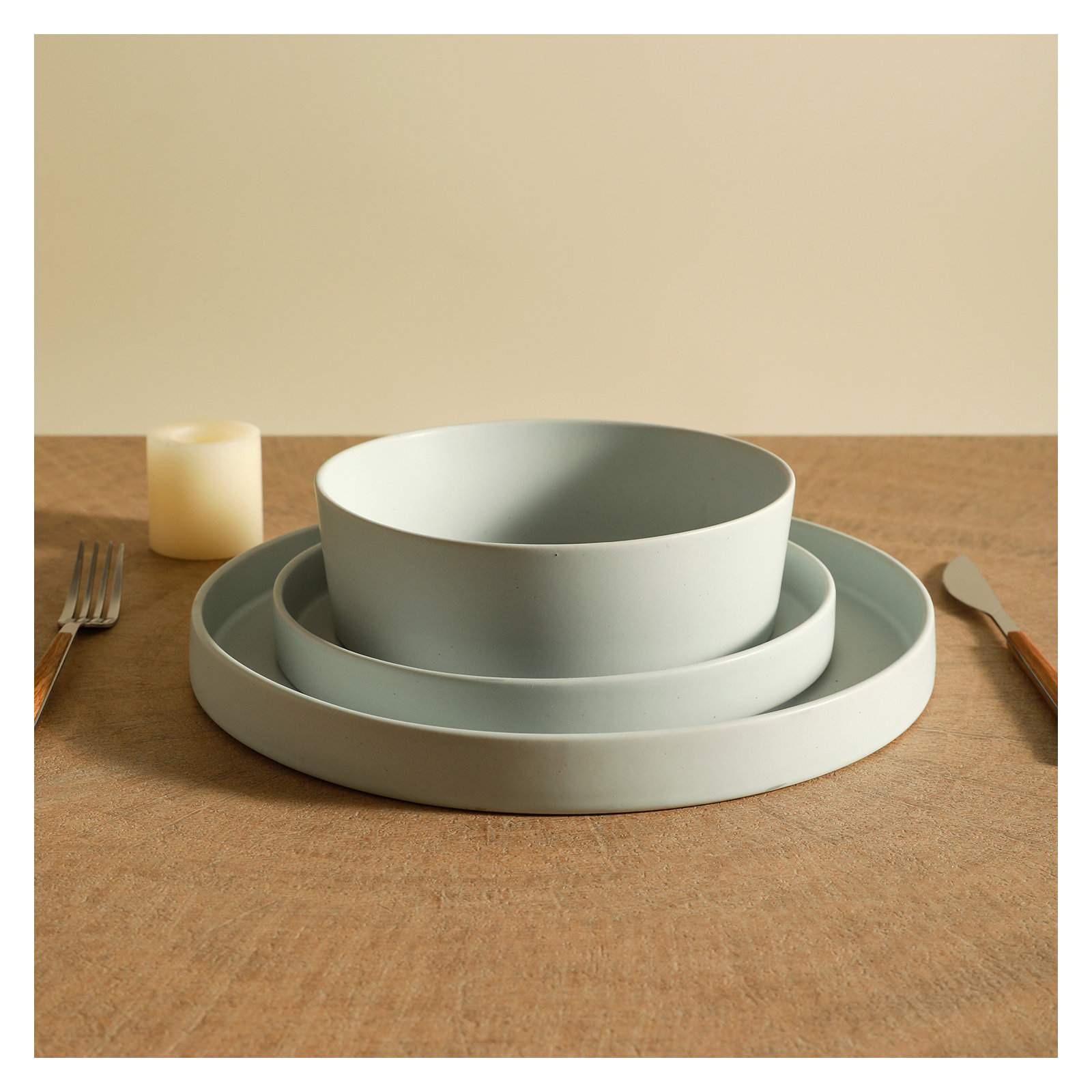 MODAN Stoneware Dinnerware Set, Blue/Gray