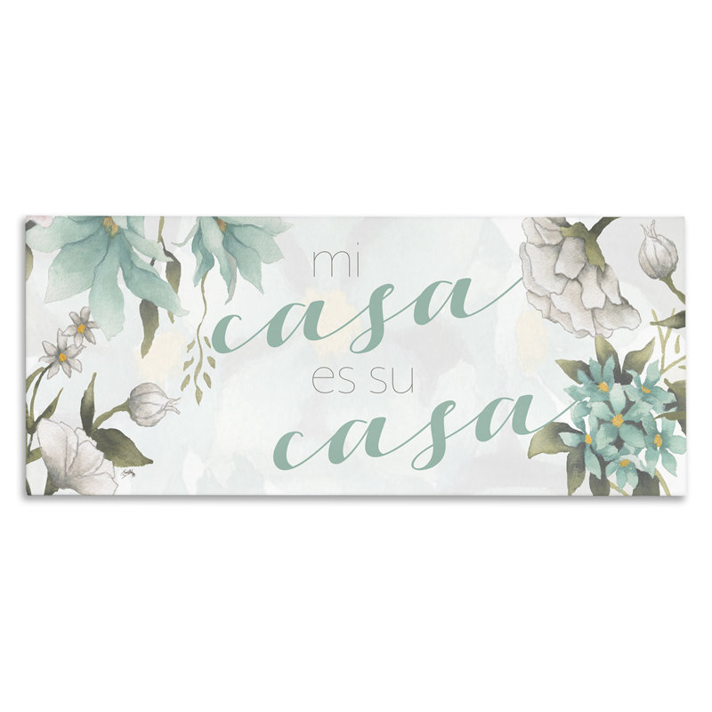 Art mural sur toile Mi Casa Su Casa Flores par Elizabeth Medley, H 10 po x l 24 po