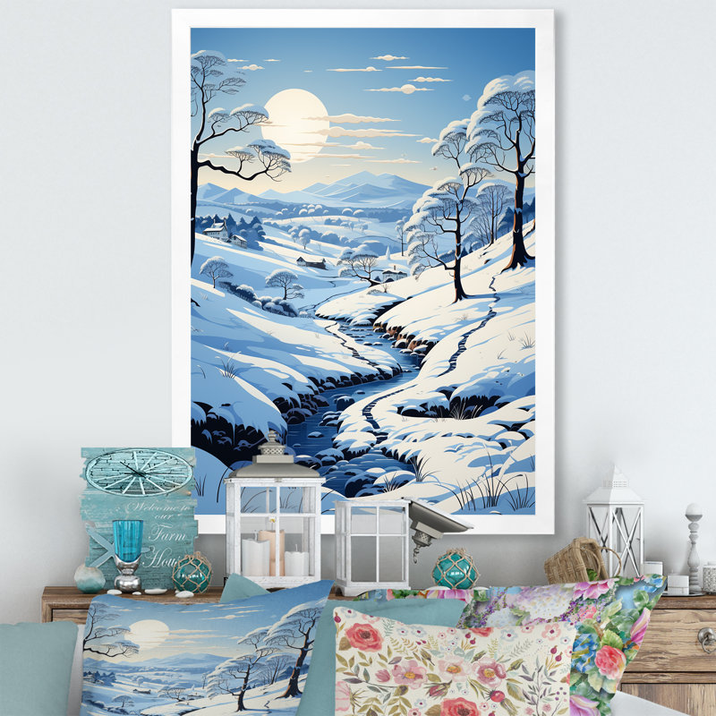 Neige hivernale solitude - impression, H 32 po x l 16 po x P 1 po, Cadre photo blanc