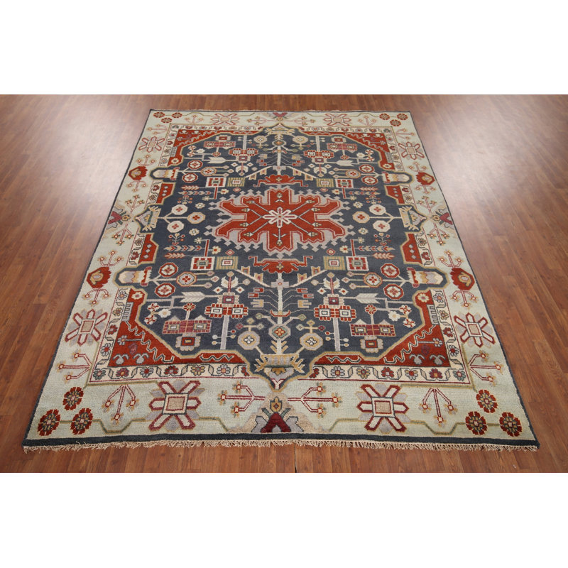 Tapis bleu marine / bleu 9 pi 9 po x 8 pi One-of-a-Kind