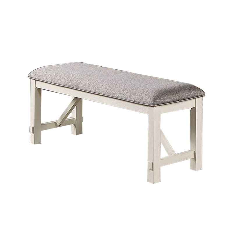 Aeyden Microfiber / Microsuede Upholstered Bench, Grey/White
