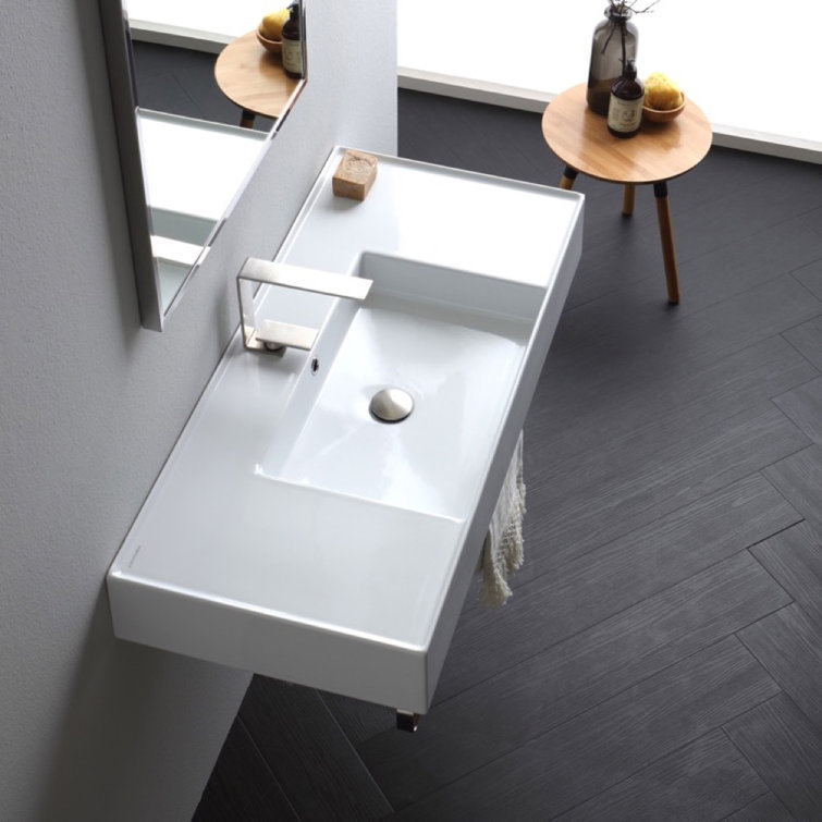 Scarabeo By Nameeks 18.2'' White Ceramic Rectangular Bathroom Sink with Overflow