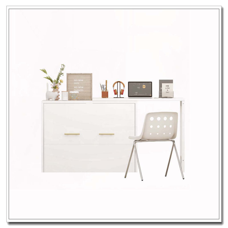 Lit simple escamotable avec bureau ajustable