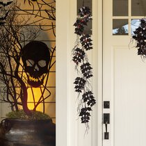 #034;Set of 2 Black Garland Halloween Decorations: 5.9Ft Black