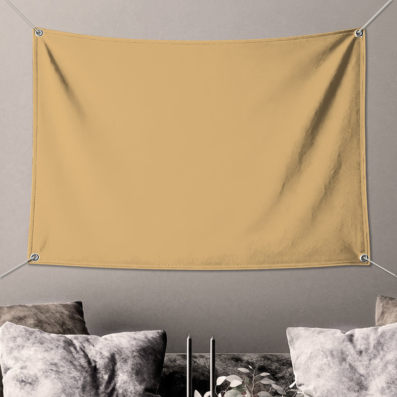 Tapisserie murale couleur unie beige, H 104 po x 88 avec 4 œillets