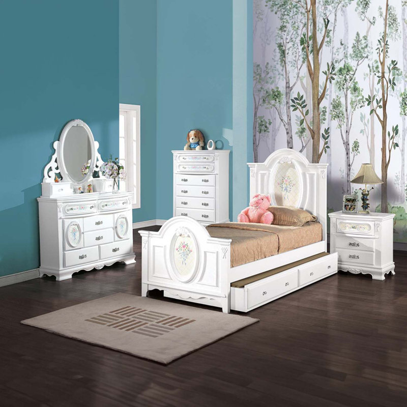 Lit double Flora, finition blanche, Double