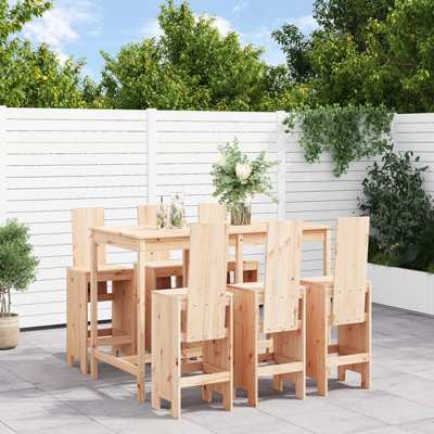 Auggie Brayden Studio Bar Set with Wood Frame and Solid Wood Outer Material