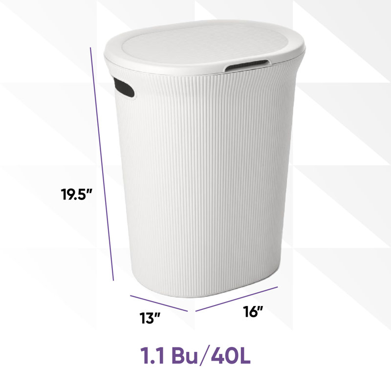 Plastic Laundry Hamper with Handles, White