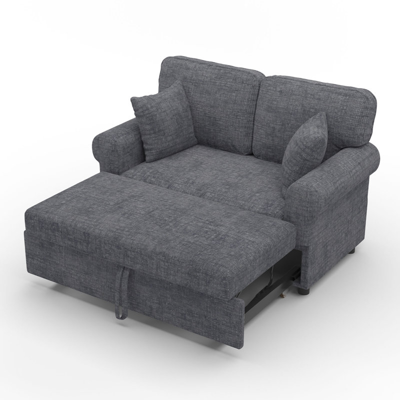 Canapé-lit en chenille avec coussin amovible, Gris