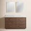 Meuble-lavabo double autoportant 60 po avec plateau en quartz Calacatta Porto-2132893453-2132933461